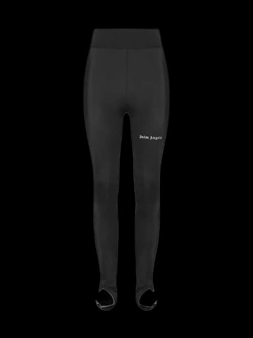 Palm Angels Logo Stripe Leggings Black White