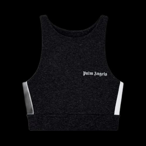 Palm Angels Logo Print Sleeveless Tank Top Black White