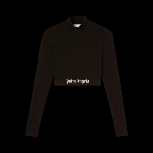Palm Angels Mockneck Logo Top 'Black/White'