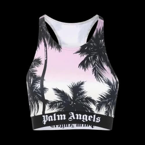 Palm Angels Palm Tree Print Crop Top Pink