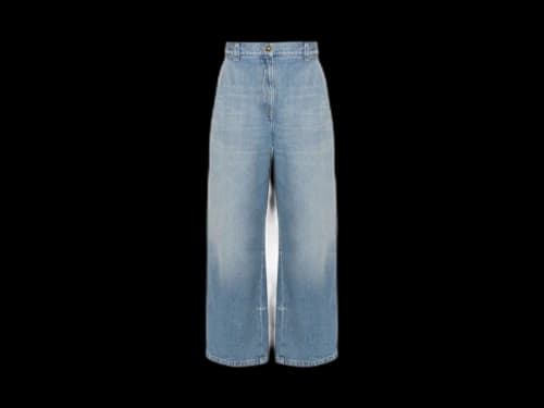 Palm Angels Washed Logo Wide Denim Jeans Blue