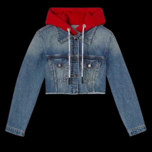 Palm Angels Women Hooded Denim Jacket 'Blue/Red'