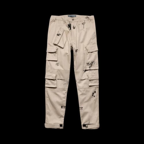 Reese Cooper Stamp Print Cotton Canvas Cargo Trouser 'Khaki'