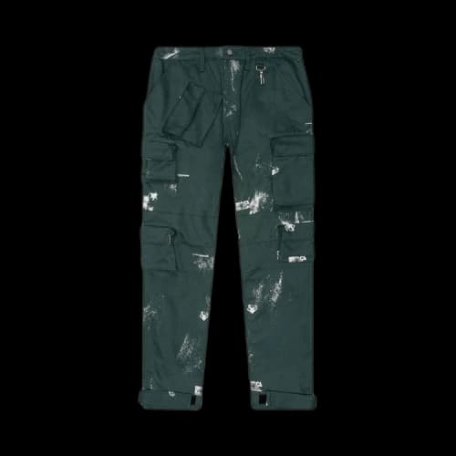 Reese Cooper Stamp Print Cotton Canvas Cargo Trouser 'Green'