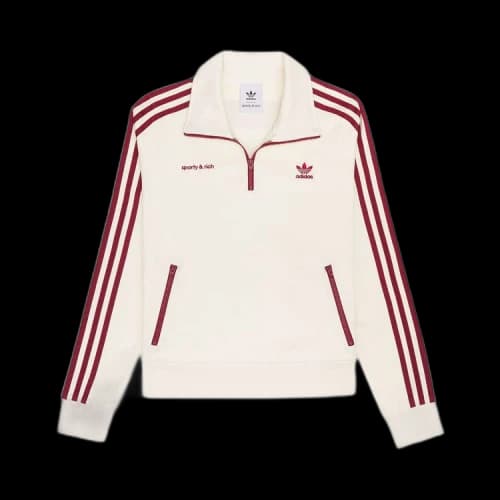Sporty & Rich x Adidas Quarter Zip Track Jacket 'Cream/Merlot'