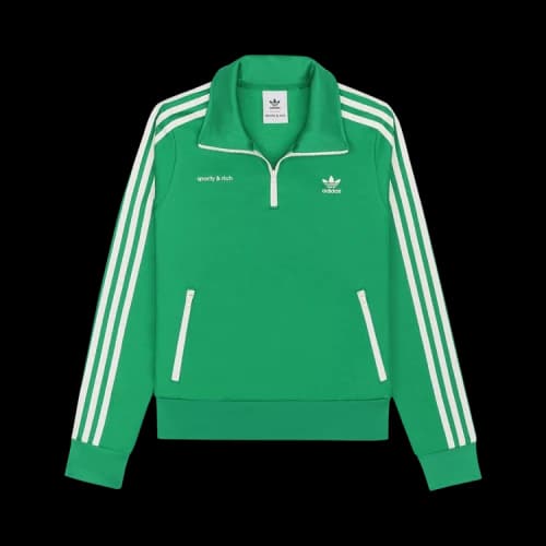 Sporty & Rich x Adidas Quarter Zip Track Jacket 'Jolly Green/Cream'