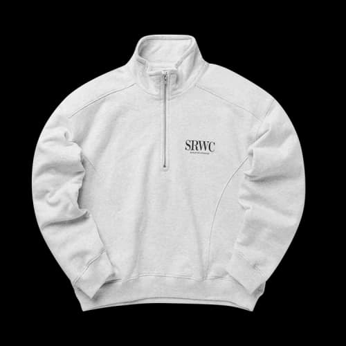 Sporty & Rich Upper East Side Quarter Zip 'Heather Grey/Forest'