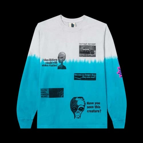 Real Bad Man Extraterrestrial Shit Long-Sleeve Tee 'Grey/Blue Tie Dye'