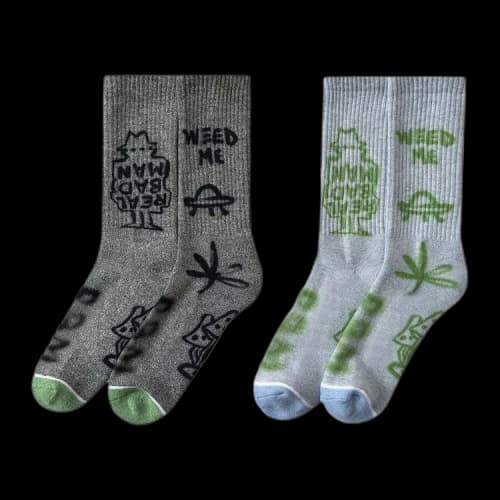 Real Bad Man Weed Me Socks (2 Pack) 'Heather'