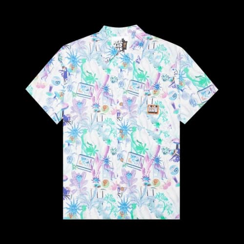 Real Bad Man Psychedelica Vacation Button Down 'Green/Purple Multi Print'