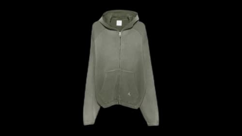Roa Bee Sun Faded Waffle Zip Up Hoodie Olive