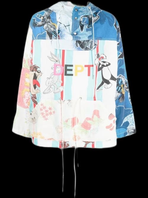 Gallery Dept. All-Over Graphic-Print Logo Jacket Blue/Multicolour