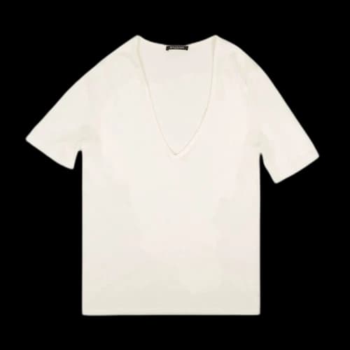 Balmain Short-Sleeve V Neck Knit Top 'White'