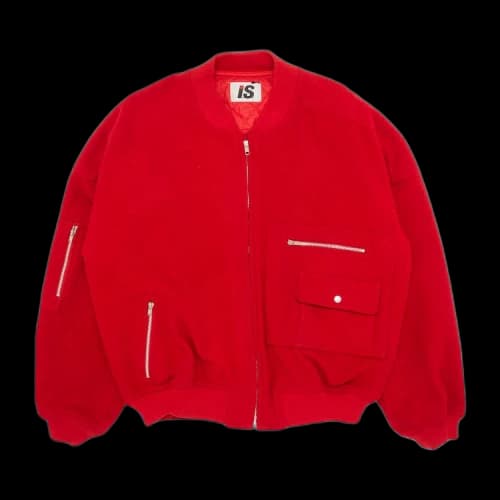 Vintage Issey Miyake Care Label Bomber Jacket In Red