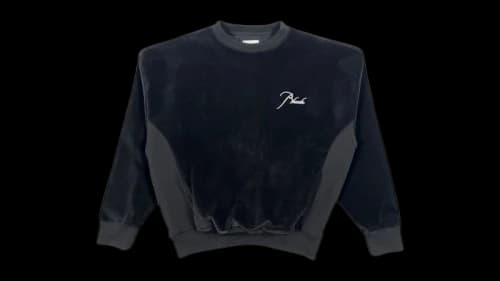 Rhude Velour Classique Crewneck Black/White