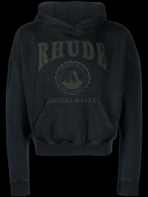 Rhude Cropped Desert Valley Hoodie Black