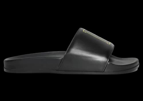 Rhude Leather Slides Black Yellow