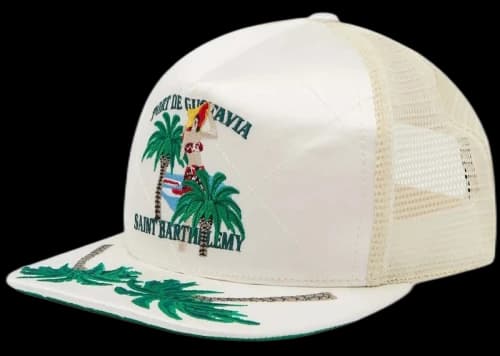 Rhude Palm Tree Quilted Satin Cap Ivory