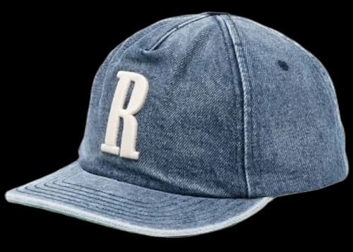 Rhude Logo Denim Snapback Hat Dark Indigo