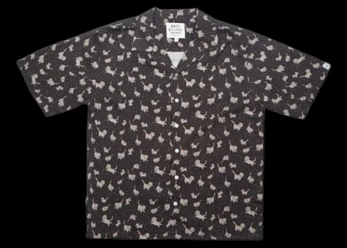 BAIT x Rick And Morty Cats Hawaiian Button Up Shirt Black