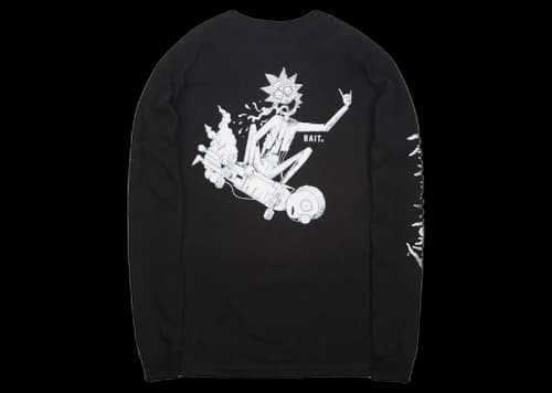 BAIT x Rick And Morty Skateboard Long Sleeve Tee Black