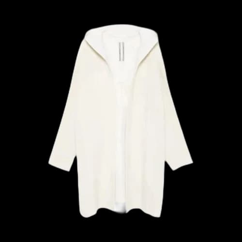 Rick Owens Chunky Rib Wool Hooded Coat 'Cream'