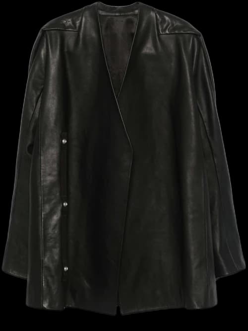 Rick Owens Leather Officer Jacket Black