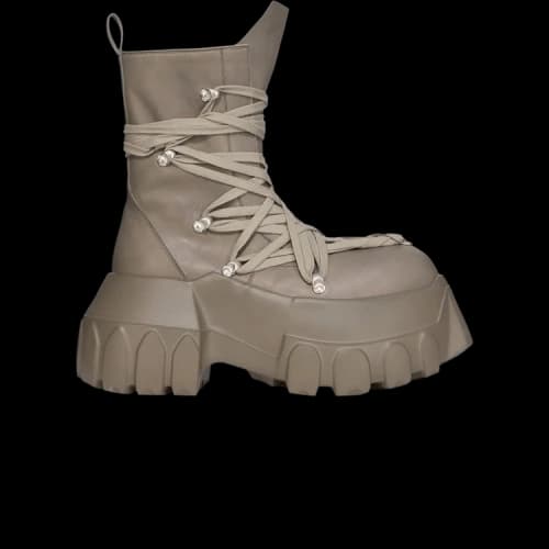 Rick Owens Hollywood Megalace Mega Tractor Boot 'Dust' (Women's)
