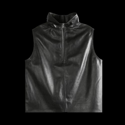 Rick Owens Short-Sleeve Tabard In Pelle Top 'Black'
