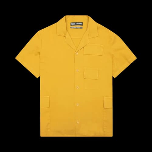 Reese Cooper Short-Sleeve Cotton Cargo Button Down Shirt 'Yellow'