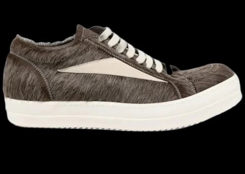Rick Owens Vintage Sneaks Unshaved Cow Leather Indigo Milk