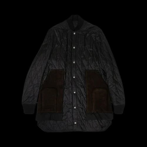 Rick Owens Quilted Liner Peacoat 'Black/Brown'