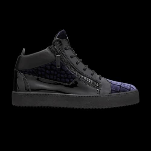 Giuseppe Zanotti Meredith Croc-Print Velvet Mid 'Blue Black'