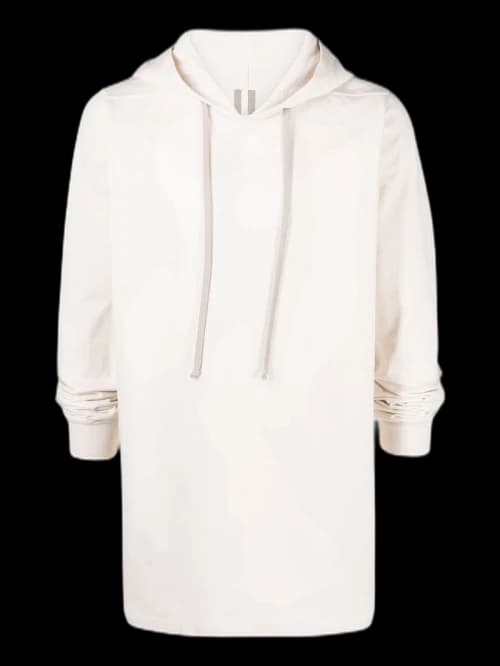 Rick Owens Fogachine Drawstring Pullover Hoodie White