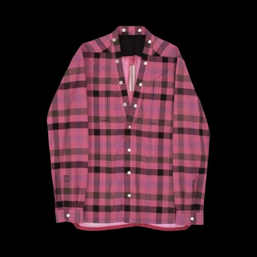 Rick Owens Checkered Button Up Shirt 'Hot Pink Plaid/Fuchsia Plaid'
