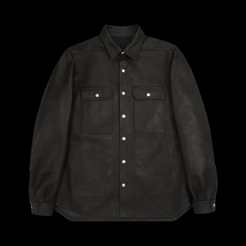 Rick Owens Gethsemane Outershirt In Soft Grain Cow Leather 'Black'