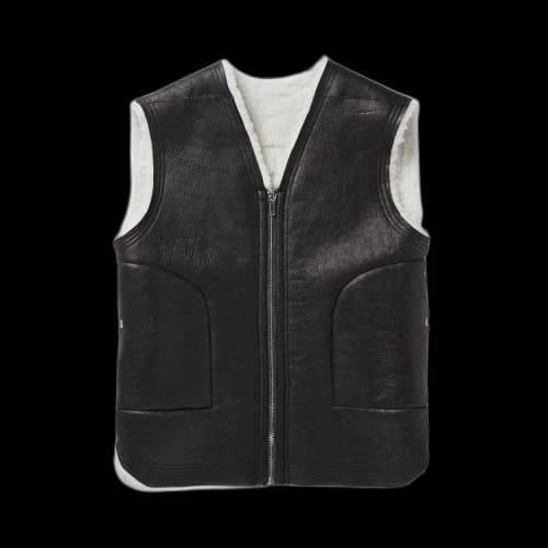 Rick Owens Gethsemane Cargo Vest In Curly Lamb Shearling 'Black'