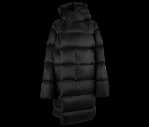 Rick Owens Hooded Liner Long Down Jacket Black