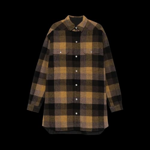 Rick Owens Wool Outershirt 'Honey Plaid'