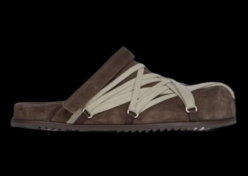 Rick Owens Concordians Megalace Suede Leather Mule Granola Brown