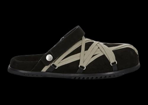 Rick Owens Concordians Megalace Suede Leather Mule Granola Black