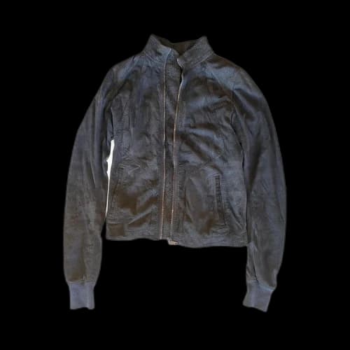 Rick Owens Dirt Leather Intarsia Jacket 'Iron'