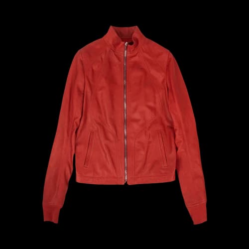 Rick Owens Calf Leather Intarsia Jacket 'Red'