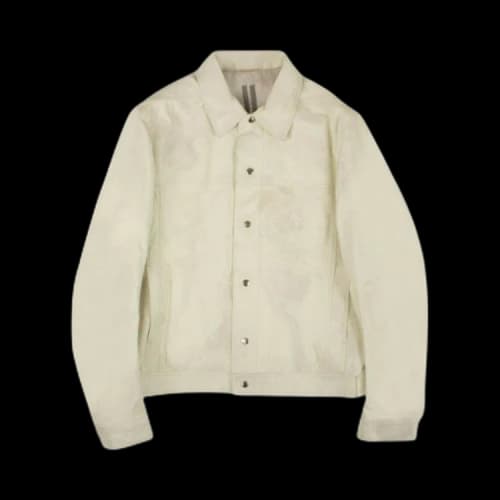 Rick Owens Leather Worker Spotted Jacket 'Chalk'
