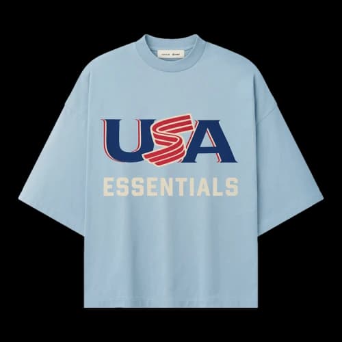 Fear of God Essentials USA Merch Tee 'Stone Blue'