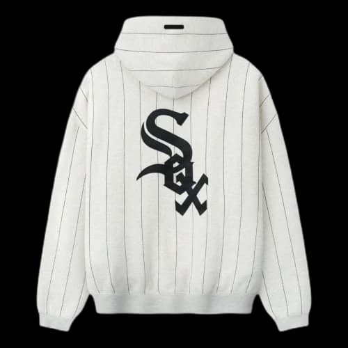 Fear of God Essentials x White Sox Sport Hoodie 'Oatmeal Heather Black Pinstripes'