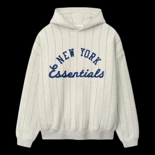 Fear of God Essentials x Mets Sport Hoodie 'Oatmeal Heather Dark Sapphire Pinstripes'