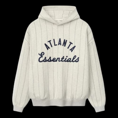 Fear of God Essentials x Braves Sport Hoodie 'Oatmeal Heather Dark Sapphire Pinstripes'