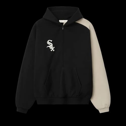 Fear of God Essentials White Sox Raglan Half Zip Sport Hoodie 'Black'