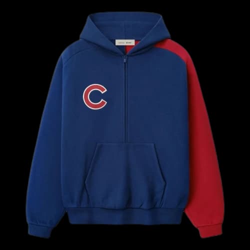 Fear of God Essentials x Cubs Raglan Half Zip Sport Hoodie 'Estate Blue Stone Red'